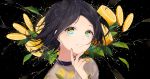  black black_hair close food fruit original short_hair sogawa66 water yellow_eyes 