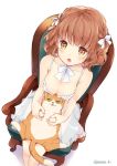  :o animal animal_on_lap bangs breasts cat cat_on_lap chain chemise cleavage collarbone eyebrows_visible_through_hair from_above hair_ribbon hazuki_natsu holding_paw large_breasts lingerie looking_at_viewer mole mole_on_breast neck_ribbon original ribbon see-through short_hair sitting solo spaghetti_strap twitter_username underwear white_background white_neckwear white_ribbon yellow_eyes 