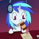  beverage chickenfoot coffee equine female feral friendship_is_magic horn mammal music my_little_pony solo studying tired unicorn vinyl_scratch_(mlp) 