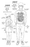  1girl bag banned_artist comic dante_moreno english glasses greyscale height_difference long_hair monochrome original otto pants petite sarah_hernandez shirt shoes short_hair 