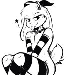  2017 asriel_dreemurr black_and_white crackers flower girly jewelry looking_at_viewer male monochrome mostly_nude necklace plant simple_background solo star tongue tongue_out undertale video_games white_background 