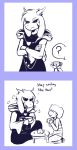  2017 asriel_dreemurr boss_monster caprine clothing comic crackers duo english_text goat human jewelry mammal necklace sitting smile table text undertale video_games 