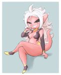  alternate_species android_21 armwear black_sclera breasts butt clothed clothing dragon_ball dragon_ball_fighterz female hair humanoid imp looking_at_viewer majin_android_21 midna nintendo not_furry pink_skin pointy_ears red_eyes short_stack smile solo subakitsu teeth the_legend_of_zelda thick_thighs twili twilight_princess video_games white_hair 
