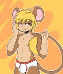  2016 blush briefs bulge clothing crackers male mammal mouse open_mouth rodent smile solo underwear 