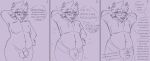 absurd_res anthro balls belly blah_blah_blah bovid breasts brunis_(brunisdraws) brunisdraws caprine clothed clothing comic comic_panel dialogue english_text erect_nipples erection erection_under_clothing expressions eyebrows eyewear facial_hair footwear genitals glasses goat hair hi_res horn humanoid_genitalia hybrid legwear line_art male mammal monochrome navel nipple_outline nipples nude nude_anthro nude_male penis pubes sheep sketch slightly_chubby slightly_chubby_male socks solo spanglish sweater text thigh_highs topwear trend twitter underwear