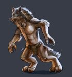  2018 anthro blue_eyes canine digital_media_(artwork) jagal male mammal rakan scar were werewolf wolf 