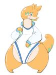  alternate_species blue_eyes blush clothed clothing female feral goodra misty_(pok&eacute;mon) nintendo pok&eacute;mon pok&eacute;mon_(species) simple_background solo subakitsu swimsuit video_games white_background 