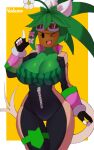 2024 5:8 5_fingers absurd_res accessory artist_name big_breasts black_bodysuit black_clothing black_eyes black_gloves black_handwear black_skinsuit blaster_master bodysuit border bra breasts clothed clothed_female clothed_humanoid clothing digital_drawing_(artwork) digital_media_(artwork) elemental_creature elemental_humanoid eyelashes eyewear eyewear_on_head female female_humanoid fingerless_gloves fingers flora_fauna flower_(anatomy) for_a_head glasses glasses_on_head glistening glistening_breasts gloves green_body green_bra green_clothing green_underwear hair_accessory handwear hi_res humanoid kanna_(blaster_master) leaf leaf_hair legband legs_together looking_at_viewer multicolored_bodysuit multicolored_clothing multicolored_skinsuit one_eye_closed open_clothing orange_bodysuit orange_clothing orange_skinsuit pattern_bra pattern_clothing pattern_topwear pattern_underwear plant plant_hair plant_humanoid plant_pot pseudo_hair simple_background skinsuit smile solo tail tan_tail text thick_thighs thigh_gap thighband tight_clothing topwear underwear voider_(artist) white_border wide_hips wink winking_at_viewer yellow_background zipper