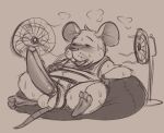  anthro balls clothing emenius erection fan_(disambiguation) fur male mammal mouse nude open_mouth overweight overweight_male penis rodent slightly_chubby sweat tongue underwear 