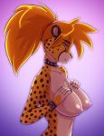  2018 anthro areola bracelet breasts cheetah collar colored_nails conditional_dnp dynamite_(kadath) feline female jewelry kadath mammal nipples piercing pinup pose solo 