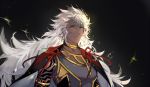  all_male arlizi cape choker close dark_skin fate/grand_order fate_(series) long_hair male solomon_(fate/grand_order) tattoo white_hair yellow_eyes 