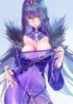  bad_id bad_twitter_id bangs breasts cape dress fate/grand_order fate_(series) hamitamako large_breasts long_hair purple_hair red_eyes scathach_(fate)_(all) scathach_skadi_(fate/grand_order) solo tiara wand 