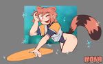 16:10 2023 absurd_res animal_ears animal_humanoid bodyboard canid canid_humanoid canine canine_humanoid clothed clothed_female clothed_humanoid clothing derpyfox_36 digital_drawing_(artwork) digital_media_(artwork) english_text eyebrows female female_humanoid fingers front_view hair hi_res humanoid light_body light_skin mammal mammal_humanoid markings mona_(derpyfox_36) one_eye_closed open_mouth open_smile orange_ears orange_eyebrows orange_eyes orange_hair orange_text partially_submerged portrait ring_(marking) ringed_tail ripples smile solo sparkles striped_markings striped_tail stripes surfboard swimwear tail tail_markings tanuki_humanoid text three-quarter_portrait three-quarter_view topwear water white_text widescreen