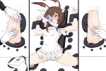  amiya_(arknights) animal_ears arknights barefoot highres juzi_(orange8619) rabbit_ears restrained soles tickle_torture tickling tickling_armpits tickling_feet torture 