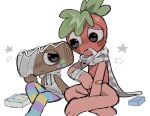 39_taro0 absurd_res band-aid band-aid_on_arm bandage bandage_on_eye bandaged_arm cake clothing cosmo_(dandy&#039;s_world) dandy&#039;s_world dessert duo elemental_creature flora_fauna food food_creature fruit hi_res humanoid leaf leaf_hair leggings legwear living_fruit male not_furry pattern_clothing pattern_leggings pattern_legwear plant plant_hair pseudo_hair roblox roll_cake scarf simple_background sprout_(dandy&#039;s_world) strawberry striped_clothing striped_leggings striped_legwear stripes toons_(dandys_world) white_background