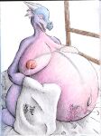 absurd_res anthro areola belly big_belly big_breasts bodily_fluids breasts dragon female ginormous_belly heart_eyes heart_symbol hi_res horn huge_belly hybrid kneeling kosmic_(kosmic_dreamer) kosmic_dreamer lactating milk mythological_creature mythological_scalie mythology navel nightwing_(wof) nipples nude open_mouth outie_navel pink_body pregnant pregnant_anthro pregnant_female purple_body rainwing_(wof) scalie shaded signature simple_background solo story story_in_description traditional_media_(artwork) white_background window wings_of_fire womb_tattoo