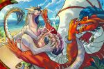 2_penises animal_genitalia blue_body blue_fur blue_horn blue_mane blue_scales claws dragon duo ejaculation erection feet feral firael foot_fetish foot_lick foot_play footjob fur genital_slit genitals hi_res horn licking male male/male mane multi_genitalia multi_penis mythological_creature mythological_scalie mythology penis red_body red_scales scales scalie sex tannith(senereth) tenebrisdiabolus tongue ventral_scales white_body white_claws white_horn white_scales