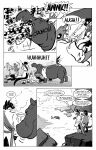 2011 angry anthro attack avian barefoot bat_(object) black_and_white black_body black_fur black_tail blood blood_from_mouth blood_from_wound blood_in_mouth blood_pool bob_vorsh_(jack) bodily_fluids canid canine cheek_tuft chomp city city_background claws clenched_teeth clothed clothed_feral clothing coat cold comic common_hippopotamus confrontation corpse countershade_neck countershading crossover crunch death defeat destroyed_building dialogue dinosaur duo duo_focus dying english_text eyewear facial_tuft fatal_wound feathers feet felid female feral fight fur glasses group gryphon gulonine hair hi_res hippopotamid holding_melee_weapon holding_object holding_sword holding_weapon husband_and_wife hybrid inner_ear_fluff jack_salem killing leading lisa_svaloe_(jack) long_tail looking_at_another looking_back male mammal married_couple marten melee_weapon monochrome motion_lines mustelid musteline mythological_avian mythological_creature mythology nailed_bat observing onomatopoeia open_mouth oral_crush pain panicking pince-nez polearm prehistoric_species reptile roaring roz_gibson running running_away saber-toothed_tiger sable_(marten) scabbard scalie scared scared_face scarf screaming scythe sound_effects speech_bubble stabbed_heart stabbed_through standing steamy_breath sword tail talking_to_another teeth text topwear trenchcoat tuft tusks weapon whiskers wounded