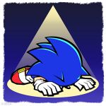  blue_background blue_fur blue_hair face_down fainted gloves gradient_background lowres official_art red_shoes sega shoes simple_background sneakers sonic_(series) sonic_the_hedgehog spotlight tagme two-tone_background white_gloves 