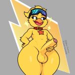 anthro avian bird chicken collar collar_only erection femboy foreskin fur galliform gallus_(genus) genitals hi_res holding_penis kickinchicken male mob_entertainment nude partially_retracted_foreskin penis phasianid poppy_playtime smiling_critters solo sonic_gaming456 thick_thighs yellow_body yellow_fur