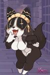 absurd_res animal_humanoid anthro breasts canid canid_humanoid canine canine_humanoid canis chibi covered_eyes dog_humanoid domestic_dog fangs female hair hi_res humanoid long_hair maid_headdress mammal mammal_humanoid moraduwaffle nude nude_anthro nude_female open_mouth overlord_(series) pestonya_shortcake_wanko smile solo solo_focus solo_in_panel teeth tongue