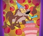2025 3_toes 4_fingers abstract_background anthro arm_tuft athletic belly bent_legs big_butt biped birthday_cake black_eyes black_nose brown_body brown_fur butt cake candle canid canine canis casual_nudity chest_tuft clothing colored coyote curled_tail dessert digital_drawing_(artwork) digital_media_(artwork) dotted_background ears_down elbow_tuft eyebrows feet fingers fist flat_colors floating food fur gavanzude gesture glance hand_gesture happy_birthday hat headgear headwear hi_res humanoid_feet knee_tuft leg_tuft lines_drawn looking_at_viewer looney_tunes male mammal midair multicolored_body multicolored_fur nude party_hat party_horn pattern_background paws pecs pinup pivoted_ears plantigrade polka_dots pose raised_finger raised_index_finger raised_tail rope shoulder_tuft signature simple_background skinny smile smiling_at_viewer solo spine tail tan_belly tan_body tan_eyebrows tan_fur toes tuft two_tone_body two_tone_fur warner_brothers wile_e._coyote yellow_sclera