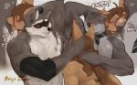  3boys abs absurdres animal_ears arm_behind_head artist_name artist_self-insert bara black_neckerchief blush dated dog_boy dog_ears echo_(visual_novel) echo_project english_commentary english_text furry furry_male heart highres kudzu_(echo) licking licking_armpit looking_at_another male_focus multiple_boys murizy_(nk54069) muscular muscular_male neckerchief nipples original otter_boy otter_ears pectorals raccoon_boy raccoon_ears smelling smelling_armpit sound_effects sweaty_armpits the_smoke_room todd_bronson_(the_smoke_room) topless_male upper_body white_background yaoi 