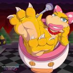 1:1 3_toes absurd_res barefoot claws feet female hi_res jewelry koopa koopa_clown_car koopaling lips mario_bros necklace nintendo pink_lips scalie soles solo thejestermime toes wendy_o._koopa yellow_body