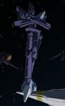 after_war_gundam_x commentary_request crossed_arms glowing glowing_eye gundam gundam_gquuuuuux gyan_(gquuuuuux) highres holding holding_polearm holding_weapon kikeroga_(gquuuuuux) lance mecha mecha_focus mono-eye nanaku_teiru no_humans parody pink_eyes polearm robot science_fiction shield space standing_on_weapon star_(sky) weapon 