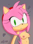 against_wall amy_rose anthro breasts excito female hedgehog looking_at_viewer mammal navel nipples nude solo sonic_(series) 