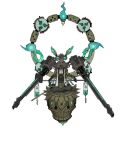  1other absurdres arm_cannon dual_arm_cannons full_body highres machine magatama mitsudomoe_(shape) monte_tako original other_focus robot simple_background solo tomoe_(symbol) weapon white_background 