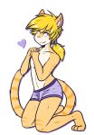  &lt;3 2017 alpha_channel anthro bulge cat clothed clothing crackers feline kneeling male mammal solo topless 