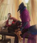 alcid anthro anthro_on_anthro anthro_penetrated anthro_penetrating anthro_penetrating_anthro avian avian_feet beak bird black_body black_feathers bra_down bracelet breasts butt clothed clothing corvid corvus_(genus) crow detailed_background duo erection feathers feet female foot_fetish foot_focus foot_rub genitals humanoid_genitalia humanoid_penis jewelry lari lying male male/female membrane_(anatomy) nikkimory nipples non-mammal_breasts non-mammal_nipples on_side open_clothing open_shirt open_topwear oscine passerine pearl_(boolean) penetration penile penile_penetration penis penis_in_vagina pneuma puffin scuted_arms scutes sex shirt tail tail_feathers toes topwear vaginal vaginal_penetration vulva webbed_feet