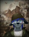 2025 absurd_res aircraft airplane alex_(alexfolfsky) anthro armor battle blank_stare blue_eyes blue_hair canid canine canis clothing combat_helmet discord_(app) domestic_dog empty_stare eye_bags facial_scar fox frown fur grey_body grey_fur grey_markings hair headgear helmet hi_res human husky hybrid jacket lifeless_eyes looking_at_viewer male mammal marines_call_it_that_2000_yard_stare markings meme nordic_sled_dog painting_(artwork) ptsd scar shirt smoke solo spitz t-shirt tank_(vehicle) telegram thousand_yard_stare topwear traumatized vehicle war wolf zer0rebel4