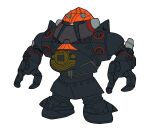  absurdres big_o_(mecha) big_o_(mecha)_(cosplay) claws commentary cosplay english_commentary gundam highres mecha mecha_focus mobile_suit mobile_suit_gundam no_humans one-eyed reprilo_channel robot science_fiction simple_background solo standing super_robot the_big_o white_background zeon zock 