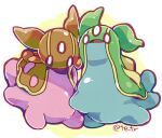  bright_pupils commentary_request full_body gastrodon gastrodon_(east) gastrodon_(west) lowres no_humans open_mouth pokemon pokemon_(creature) simple_background tetori twitter_username white_background white_pupils 