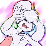  2017 asriel_dreemurr blush boss_monster caprine crackers cum cum_on_face cumshot disembodied_penis ejaculation eyes_closed goat male mammal messy open_mouth orgasm penis solo undertale video_games 
