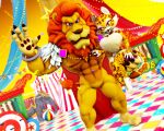 2023 3d_(artwork) 5:4 anthro blue_sclera brown_body brown_eyes brown_fur brown_nose brown_spots chest_tuft clawroline digital_media_(artwork) duo eyeshadow felid female fur gesture hi_res holding_partner jewelry kirby_(series) leongar leopard lion makeup male malicekira mammal mane markings mikumikudance_(artwork) multicolored_body multicolored_fur muscular muscular_anthro muscular_male necklace nintendo open_mouth pantherine purple_eyes purple_eyeshadow red_mane spots spotted_body spotted_fur tuft waving white_body white_fur wide_hips yellow_body yellow_fur yellow_sclera