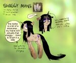 2025 abstract_background ambiguous_gender black_hair black_tail character_name cutie_mark dialogue directional_arrow equid equine fan_character female_(lore) feral fungus green_background hair hasbro hi_res horse mammal mushroom my_little_pony photo pony purple_eyes shaggy_hair shockpine simple_background solo speech_bubble standing tail text tired