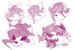 absurd_res amalgam angry anthro canid canine close-up female fox frown goo_creature heart_eyes heart_symbol hi_res kagune koristark lust mammal pink_body sketch slime smile solo tongue tonsils wiggle