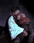  2boys bleeding blood choso_(jujutsu_kaisen) crying crying_with_eyes_open hand_on_another&#039;s_head highres itadori_yuuji ivan_the_terrible_and_his_son_ivan jujutsu_kaisen multiple_boys parody tcoion tears wide_sleeves 