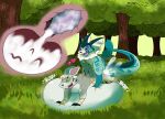 absurd_res big_penis blue_body bodily_fluids cum cum_in_uterus cum_in_vagina cum_inflation cum_inside dirtymac eeveelution female feral forest forest_background fur generation_1_pokemon genital_fluids genitals green_eyes grey_body grey_fur hi_res huge_penis hyper hyper_genitalia hyper_penis inflation jolteon male nature nature_background nintendo penis plant pokemon pokemon_(species) purple_eyes tree uterus vaporeon