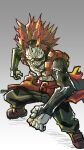 1boy abs black_pants boku_no_hero_academia boots brown_boots dokidonichi fighting_stance full_body highres kirishima_eijiro male_focus mask pants red_eyes red_hair sharp_teeth short_hair simple_background solo spiked_hair teeth toned toned_male 