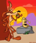 2010 3_toes 4_fingers abstract_background anthro appliance arched_back arched_soles arm_support arm_tuft artist_name athletic athletic_anthro athletic_male belly bent_leg beverage biped black_eyes black_nose brown_body brown_fur calf_tuft canid canine canis canyon casual_nudity chest_tuft claws cloud cloudy_sky coffee coffee_cup coffee_machine coffee_maker colored container coyote cup dated desert digital_drawing_(artwork) digital_media_(artwork) drinking_coffee elbow_tuft expresso eyebrows feet fingers fist_on_own_hip flat_colors fluffy fluffy_chest fur gradient_sky half-closed_eyes hand_on_hip hand_on_own_hip holding_coffee_cup holding_container holding_cup holding_object humanoid_hands humanoid_heel kitchen_appliance knee_tuft leaning leaning_backward leaning_on_elbow leaning_on_wall leg_tuft looney_tunes male mammal morning multicolored_body multicolored_fur narrowed_eyes nude one_ear_up paws pecs pinup plant plantigrade pose raised_finger red_sky rock sand shaded shoulder_tuft shrub sketch sketchy skinny sky skyscape soles solo standing stevethedragon sun sunrise tan_belly tan_body tan_eyebrows tan_fur text toe_claws toes tuft two_tone_body two_tone_fur warner_brothers wide_hips wile_e._coyote yellow_sclera yellow_sky