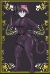 absurd_res anthro bad_trigger_discipline belt black_body black_bodysuit black_clothing black_fur black_latex black_skinsuit bodysuit breasts clothed clothed_anthro clothed_female clothing domestic_cat felid feline felis female fur gun hair handgun hi_res latex latex_bodysuit latex_clothing latex_skinsuit looking_at_viewer lovemummification mammal multicolored_body multicolored_fur pink_hair pistol ranged_weapon skinsuit smile smiling_at_viewer smug smug_face solo tail thick_thighs tight_clothing tongue tongue_out two_tone_body two_tone_fur weapon white_body white_fur zinni