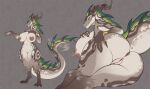 anthro bodily_fluids bracelet dinosaur female flower_accessory forked_tongue genital_fluids genitals gold_(metal) gold_jewelry hi_res horn jewelry lying membrane_(anatomy) nipple_piercing nipples on_side piercing prehistoric_species presenting presenting_vulva rear_view reptile ring_(jewelry) scalie solo theropod thick_thighs tongue tyrannosaurid tyrannosauroid tyrannosaurus tyrannosaurus_rex vaginal_fluids velvetveil vulva yellow_eyes