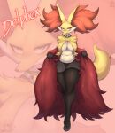 absurd_res anthro ben_10 big_breasts breast_curtains breasts cartoon_network clothing delphox female generation_6_pokemon hi_res humanoid legwear nintendo omnitrix panties pantyhose pokemon pokemon_(species) shoko_steff solo thick_thighs underwear wide_hips