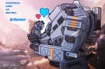 absurd_res armor blue_body bracers clothing digital_media_(artwork) duo elbow_pads electronic_arts female hand_on_partner&#039;s_head headgear heart_symbol helmet hi_res holding_partner human humanoid leaning machine male male/female mammal mecha pilot_(titanfall) respawn_entertainment robot science_fiction shoulder_pads signature size_difference standing tactical_gear text titanfall uniform visor warjenkins