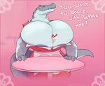 anthro areola areola_slip beverage big_breasts blue_body blue_scales breasts cashmeremoo claws crocodile crocodilian dialogue female furniture milkshake nipples non-mammal_breasts non-mammal_nipples reptile scales scalie sharp_teeth solo table tail teeth tethys_(cashmeremoo) waiter waitress_uniform yellow_eyes