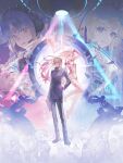  5boys 6+girls absurdres ai_the_somnium_files aiba_(ai_the_somnium_files) akemi_(ai_the_somnium_files) black_boots black_jacket black_pants blonde_hair boots boss_(ai_the_somnium_files) cable_hair_ornament chieda_kizuna closed_mouth cowboy_shot doi_amame double_bun dress enda_shouma gloves goggles goggles_on_head hair_between_eyes hair_bun headphones highres illowine ishigayane_gen jacket kuranushi_mizuki long_hair long_sleeves looking_at_viewer low_twintails matsushita_ota medium_hair multiple_boys multiple_girls no_sleep_for_kaname_date_-_from_ai:_the_somnium_files okiura_mizuki open_mouth pants pink_hair purple_gloves purple_hair red_eyes ryuki_kuruto sagan_iris sidelocks smile tama_(ai_the_somnium_files) third_eye tsukiyono_hina twintails white_dress white_hair yellow_eyes 
